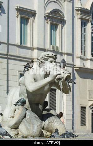 Meer-Gottes-Statue auf der Piazza Navona, Rom, Italien Stockfoto