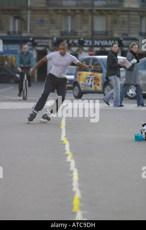 Skater auf der Rue De La Cit, Frankreich, Paris Stockfoto