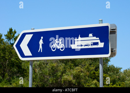 Ein Schild die Position, an der Fähre in Queenscliff in Victoria. Stockfoto