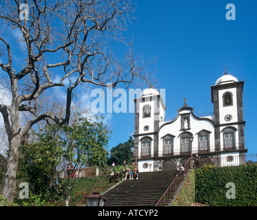 Fassade der Nossa Senhora Monte Kirche, Monte, Funchal, Madeira, Portugal Stockfoto