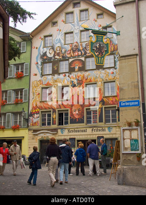 Bunte Fassade des Restaurant Fritschi in Sternenplatz alte Stadt Luzern Schweiz Stockfoto