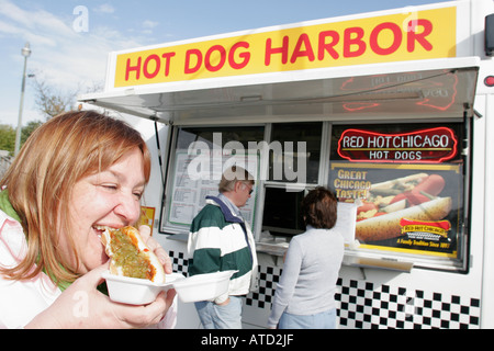 Illinois, IL, Upper Midwest, Praires State, Land of Lincoln, Winthrop Harbor, Hafen, Hot Dog Dogs Harbor, Hafen, Fast Food, Franchise, Verkäufer von Verkäufern, Stockfoto