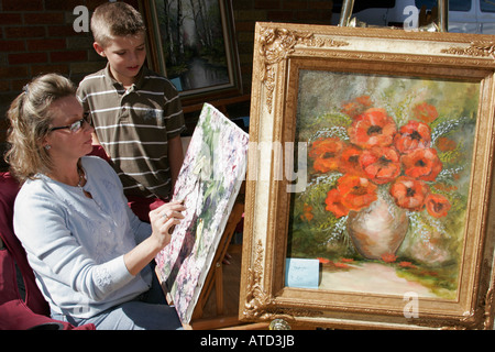 Indiana Lowell, Commercial Avenue, Autumn Arts Festival, Festivals, Feier, Messe, Europäischer Markt, junge Jungen, Junge, Junge, männliches Kind, Kinder, Kinder, watche Stockfoto