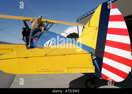 Valparaiso Indiana, Porter County Municipal Airport, Indiana Aviation Museum, Geschichte, 1941 PT 17 Stearman, Pilot, Cockpit, Besucher reisen Reise Tour zu Stockfoto