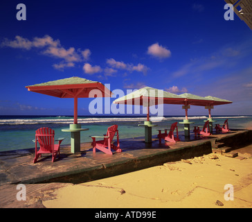 Bunte Strandmöbel Südstrand Barbados Stockfoto
