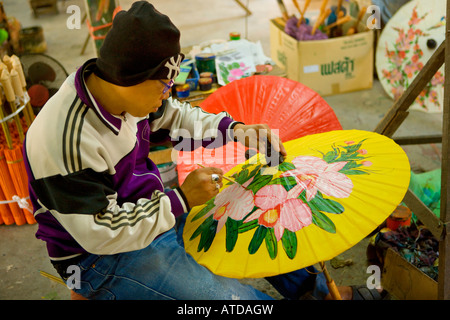 wichtigsten Gemälde Regenschirm am Bo sang in der Nähe von Chiang Mai in thailand Stockfoto