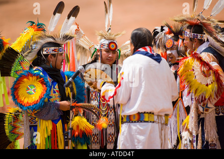 Comanche indischen Sänger und Schlagzeuger Gallup Inter Tribal Indian Ceremonial Gallup New Mexico Stockfoto