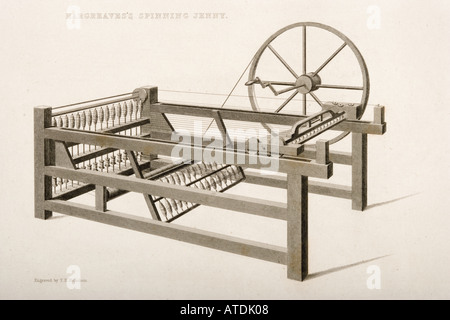 Hargreave ist Spinning Jenny. Von T E Nicholson 1830 s eingraviert Stockfoto