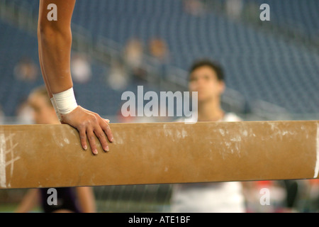 Gymnastik-Wettbewerb während der AAU Junior Olympics in Detroit Stockfoto