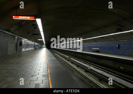 Eine leere u-Bahnstation, Montreal, Kanada Stockfoto