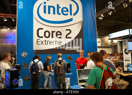 Stand von Intel auf der Games Convention in Leipzig, Deutschland Stockfoto