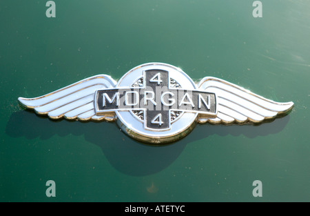 Abzeichen Sie auf Morgan 44 Sportwagen-Klassiker Stockfoto