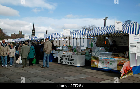 Farmers Market, Stadtzentrum, Edinburgh, Schottland, Vereinigtes Königreich, Europa Stockfoto