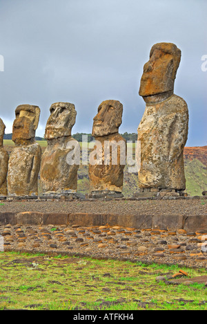 Chile-Osterinsel Statue lange Ohr Moai Gesicht Ahu Tongariki Stockfoto