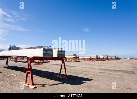 Inventar und Lagerfläche von vorgefertigten Betonbauelementen, Finnland Stockfoto