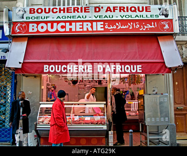 Metzger Barbes Rochechouart afrikanischen arabischen Viertel von Paris. Stockfoto