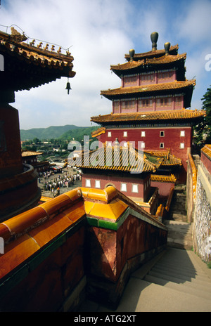 Große rote Terrasse von Chengde Tempel der Potaraka Lehre weniger Potala-Palast eines der acht äußeren Tempel Stockfoto