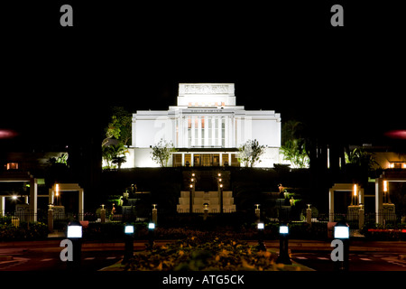 LDS-Hawaii-Tempel Nacht Stockfoto