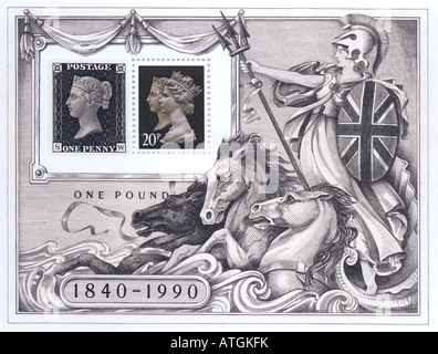 Cover der britischen Penny Black Briefmarke Stockfoto