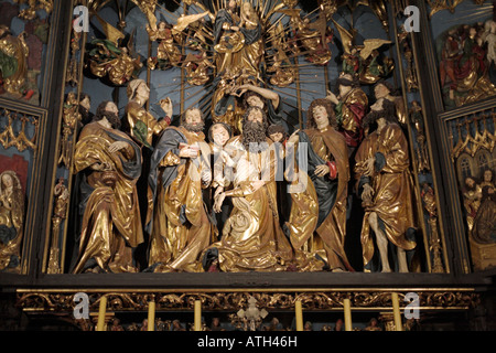 Innenraum der Kirche St Mary s Kosciol Mariacki Krakauer Hochaltar Skulptur Tod der Maria von Veit Stoss Stockfoto