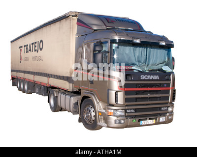 Europäische 18-Wheeler mit Canvas trailer Stockfoto