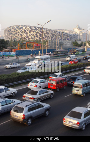 Datenverkehrs Olympiastadion, Beijing Stockfoto