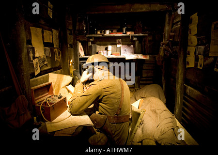 Erholung von einem britischen WW1 Graben im Imperial War Museum in London Stockfoto