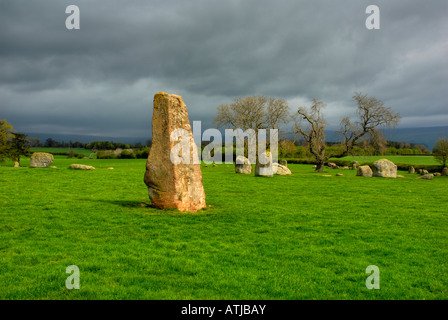 Lange Meg und ihre Töchter: Stone circle, wenig Salkeld, in der Nähe von Eden Penrith, Cumbria UK Stockfoto