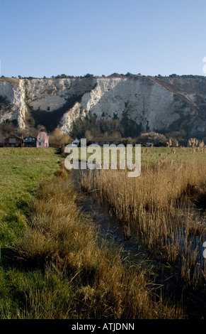 Rosa Haus am Fuße des Kreidefelsen, Cliffe, Lewes, East sussex Stockfoto