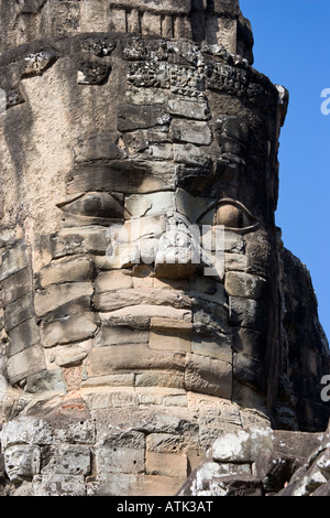 Gesicht Detail Bayon Tempel Angkor Thom Kambodscha Stockfoto
