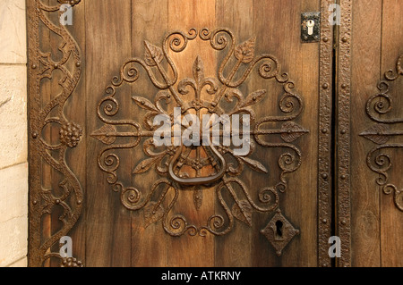 Reich verzierte Holztür Dekoration detail Selby Abbey North Yorkshire England UK Vereinigtes Königreich GB Grossbritannien Stockfoto