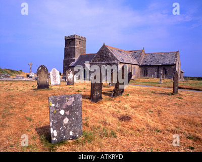 Pfarrei Kirche von St.Materiana auf Glebe Klippe auf Tintagel Cornwall England Stockfoto