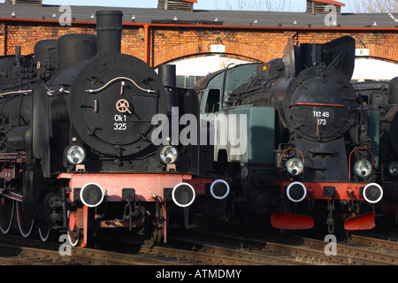 Dampflokomotiven Sie Motoren Tkt 48 aus dem Jahr 1948 und Ok1 von 1906 Stockfoto