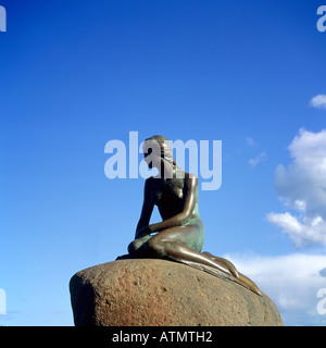 Die kleine Meerjungfrau, Bronzestatue von Edvard Eriksen 1913, Kopenhagen, Dänemark Stockfoto