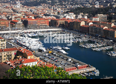 Das Bassin Lympia angesehen vom Schloss-Hügel in Nizza Stockfoto