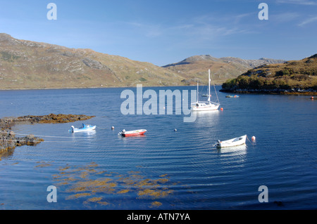 Unapool in der Nähe von Kylesku Fischfang ist ein wichtiger Aspekt des Lebens, Sutherland.  XPL 3869-369 Stockfoto