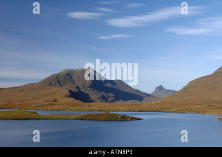 Cul Beag Stac Polly und Loch ein Ais-Inverpolly, Ullapool. Wester Ross. Schottland.  XPL 3853-368 Stockfoto