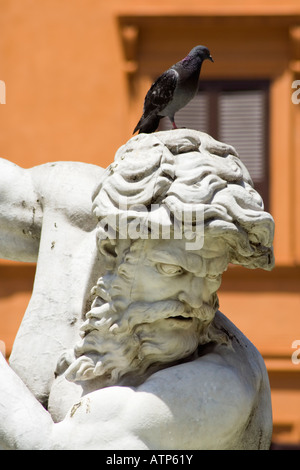 Detail von der Neptun-Brunnen (Fontana del Nettuno) auf der Piazza Navona, Rom, Italien Stockfoto