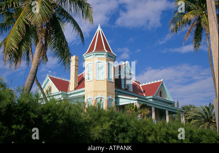 Ein Blick auf das schöne südlichste Haus in den Vereinigten Staaten in Key West Stockfoto