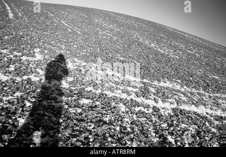 SCHATTEN AUF WINTERLICHEN FELD Stockfoto