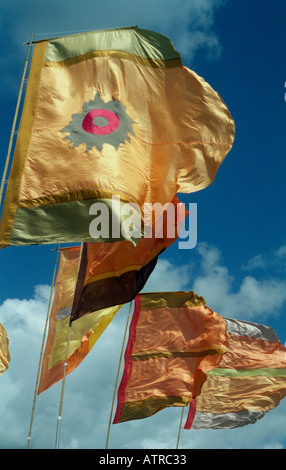 Bereich der Flaggen Glastonbury Festival 2004 Stockfoto