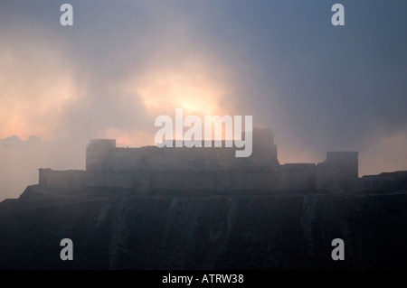 Sonnenaufgang hinter Crac des Chavaliers, Syrien, Naher Osten. DSC 6164 Stockfoto