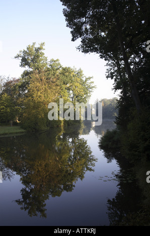 Wörlitz, Landschaftsgarten, Blick von der Agnesbrücke Auf Den Venustempel Stockfoto