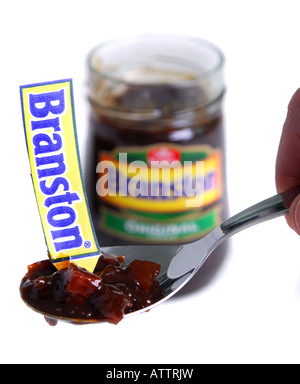 Allgemeines Bild zeigt die Marke Branston Pickle original Stockfoto