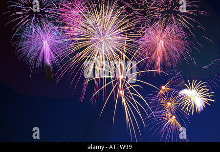 Feuerwerk gegen nächtlichen Himmel Stockfoto