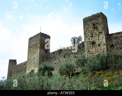 CASTELLO DI MONTERIGGIONI Toskana Italien Europa können die Außenwände des ehemaligen Schlosses dachte auf 1213 zurück Stockfoto