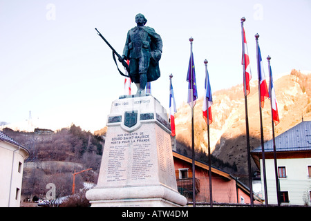 Kriegerdenkmal, Bourg-St-Maurice, Frankreich Stockfoto