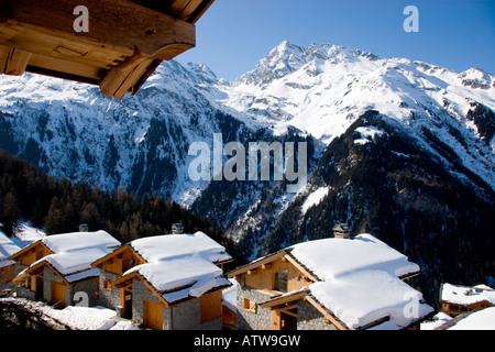 Tal der Tarentaise und Sainte-Foy Skigebiet in den französischen Alpen Nordfrankreich Stockfoto