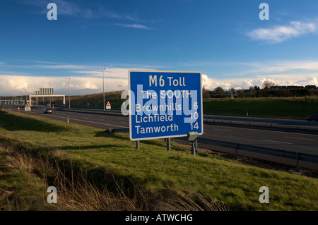 M6 Toll Road Sign Norton Stöcke Cannock Staffordshire England UK Stockfoto