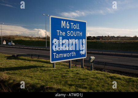 M6 Toll Road Sign Norton Stöcke Cannock Staffordshire England UK Stockfoto